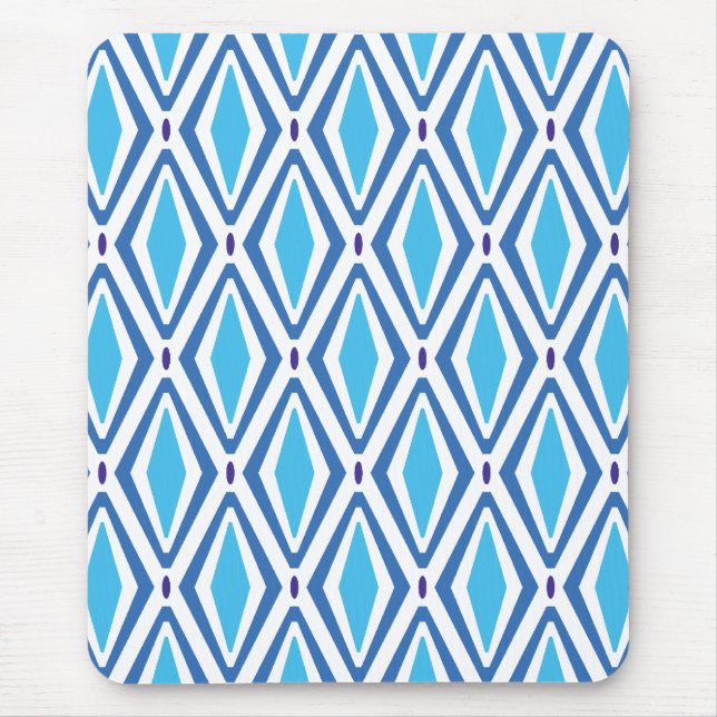 Tapis De Souris Motif diamant double rétro (bleu) (Devant)