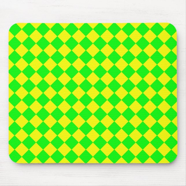 Tapis De Souris Motif diamant jaune-vert Checker (Devant)