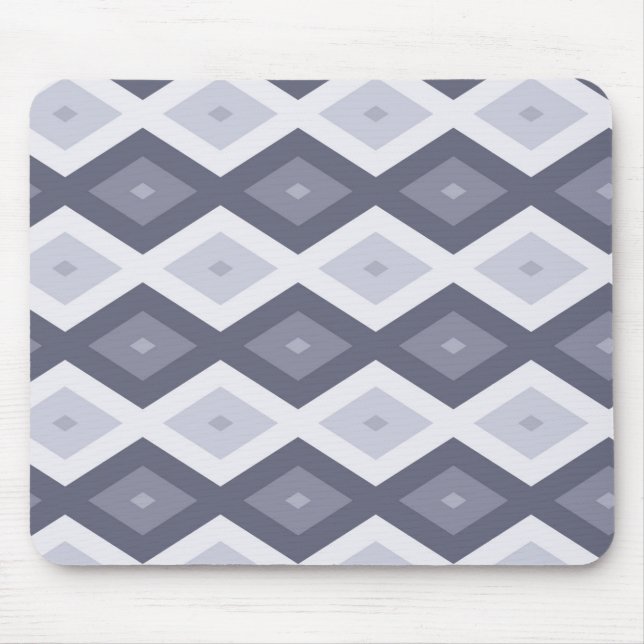 Tapis De Souris Motif diamant nuances de bleu gris (Devant)