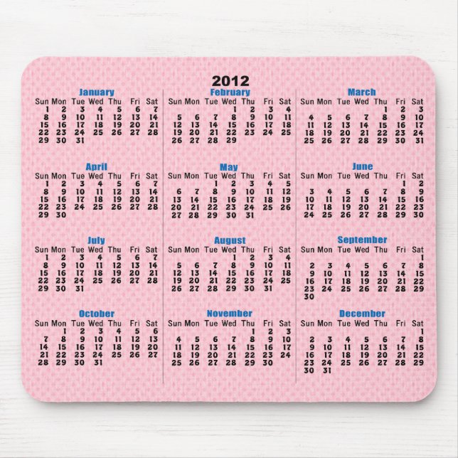 Tapis De Souris Motif diamant rose 2012 Calendrier Mousepad (Devant)
