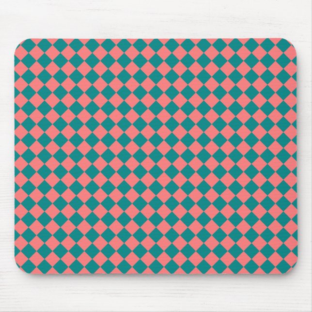 Tapis De Souris Motif diamant rose Cyan Checker (Devant)