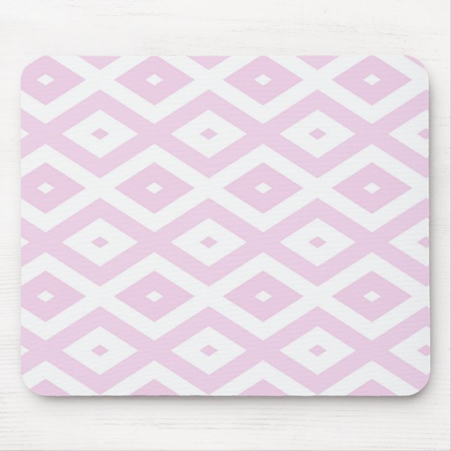 Tapis De Souris Motif diamant rose pâle et blanc (Devant)