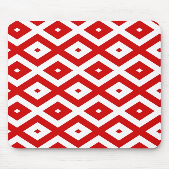 Tapis De Souris Motif diamant rouge et blanc (Devant)