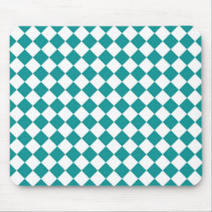 Tapis De Souris Motif diamant turquoise blanc Checker