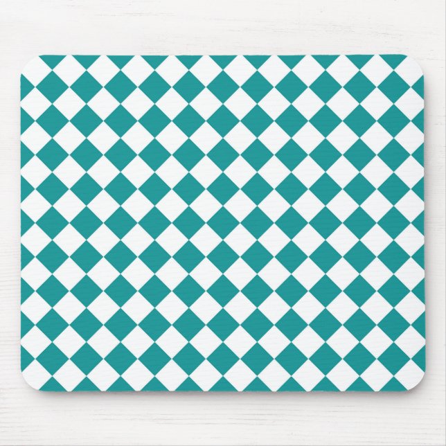 Tapis De Souris Motif diamant turquoise blanc Checker (Devant)