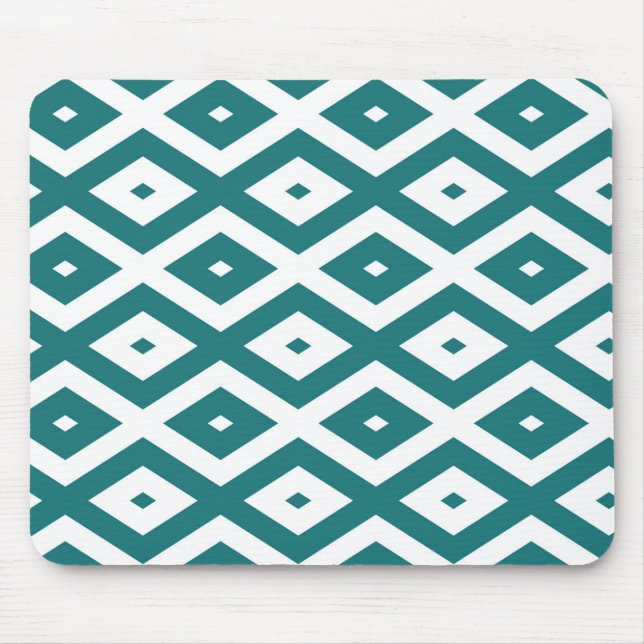 Tapis De Souris motif diamant turquoise et blanc (Devant)