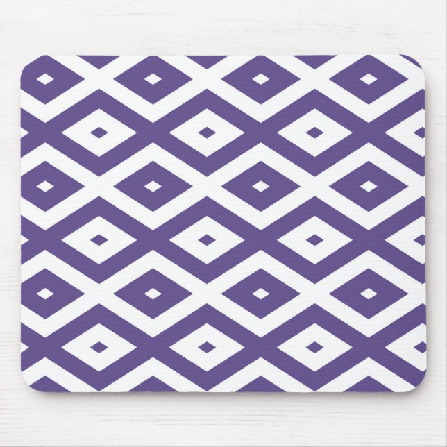 Tapis De Souris Motif diamant ultra violet et blanc (Devant)