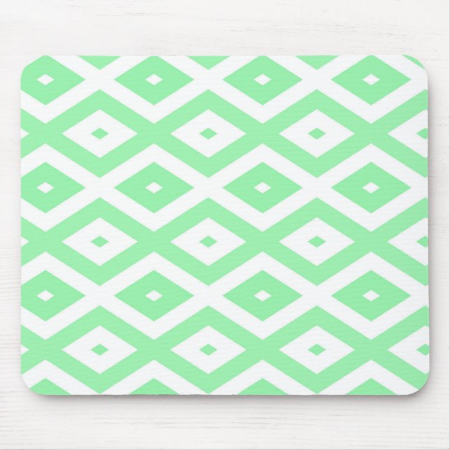 Tapis De Souris Motif diamant vert et blanc (Devant)