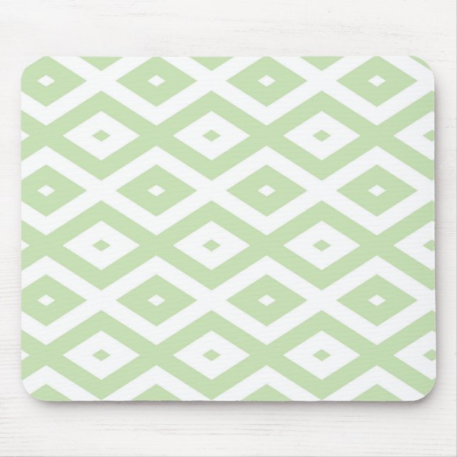 Tapis De Souris Motif diamant vert pâle et blanc (Devant)