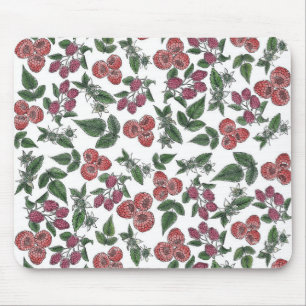 Tapis De Souris Motif d'illustration de feuilles de framboise
