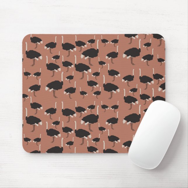 Tapis De Souris Motif d'illustration Ostrich Bird (Avec souris)