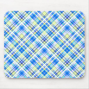 Tapis De Souris Motif d'impression à damiers jaune et bleu clair