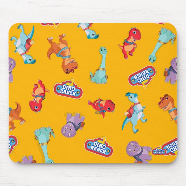 Tapis De Souris Motif Dino Ranch sur Jaune (Devant)