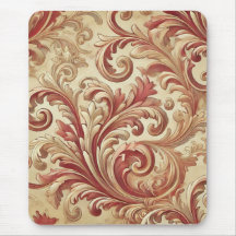 Motif doux rouge et or Damask