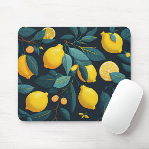 Tapis De Souris Motif du jardin de citron. Agrumes tropicaux jaune