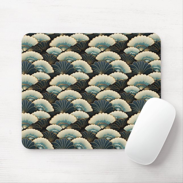 Tapis De Souris Motif du ventilateur d'inspiration japonaise Turqu (Avec souris)