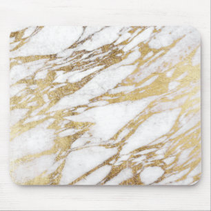 Tapis De Souris Motif élégant chic de marbre de blanc et d'or