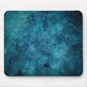 Tapis De Souris Motif élégant d'aquarelle de mandala de turquoise