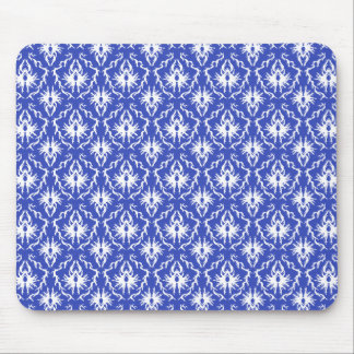 Tapis De Souris Motif élégant de damassé. Bleu et blanc