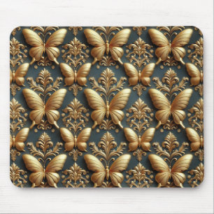Tapis De Souris Motif élégant de papillons en or