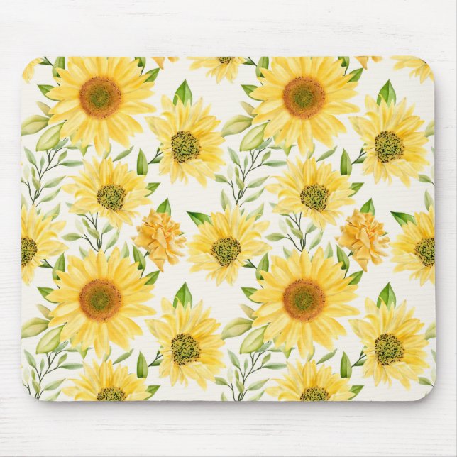 Tapis De Souris Motif élégant de tournesols jaunes (Devant)