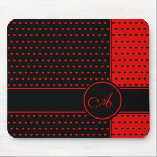 Tapis De Souris Motif élégant des Coeurs Noir Et Rouge - Monogra