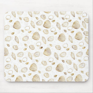 Tapis De Souris Motif élégant Gold White Seashells