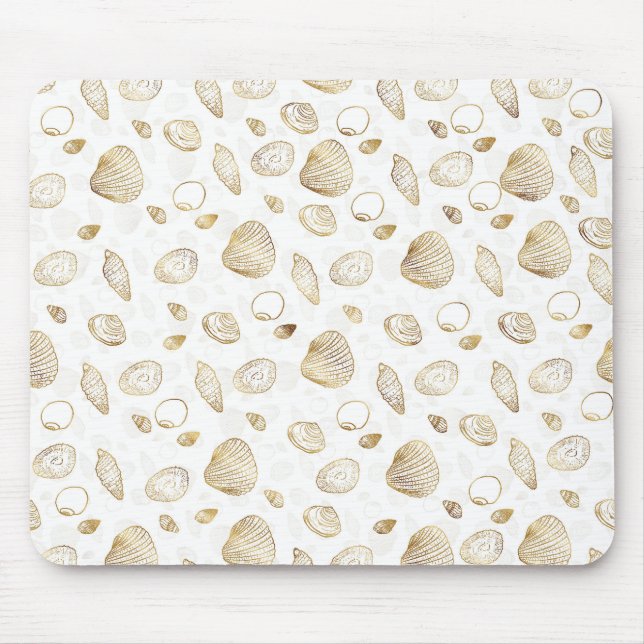Tapis De Souris Motif élégant Gold White Seashells (Devant)