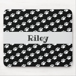 Tapis De Souris Motif Empreinte de patte blanc personnalisé
