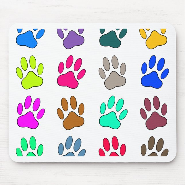 Tapis De Souris Motif Empreinte de patte de chien multicolore (Devant)