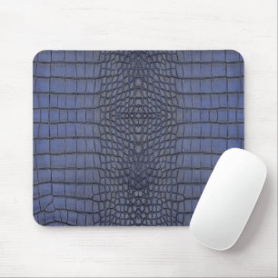 Tapis De Souris Motif en cuir faux alligator imprimé bleu