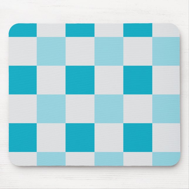 Tapis De Souris Motif en damier blanc et bleu (Devant)