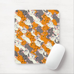 Tapis De Souris Motif en diagonale du chat noir blanc gingembre