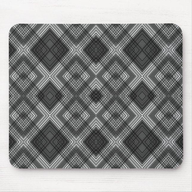 Tapis De Souris Motif en diamant géométrique noir et blanc (Devant)
