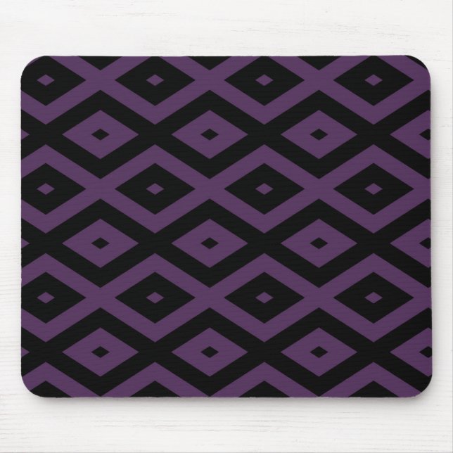Tapis De Souris Motif en diamant noir et violet foncé (Devant)