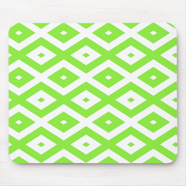 Tapis De Souris Motif en diamant vert et blanc (Devant)