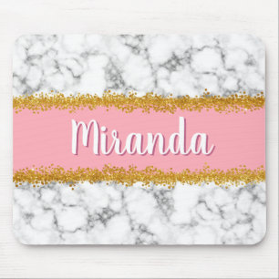 Tapis De Souris Motif en marbre sur rose avec Parties scintillant