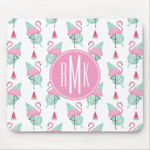 Tapis De Souris Motif en pastel de Flamant rose et de pastèque