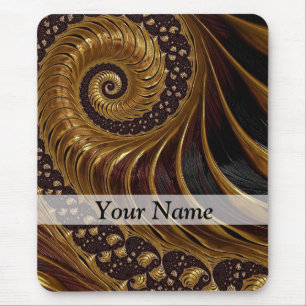 Tapis De Souris Motif en spirale fractale brune moderne