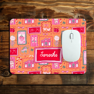 Tapis De Souris Motif esthétique orange coquette féminin et fantai