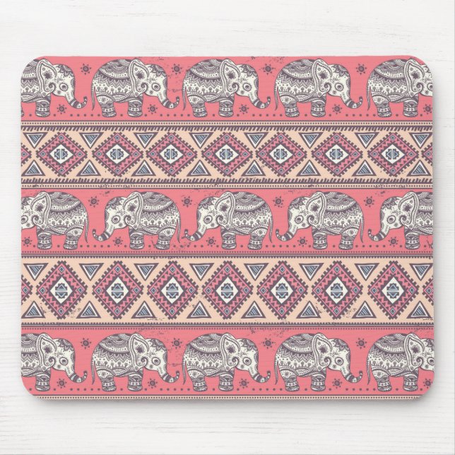 Tapis De Souris Motif ethnique rose d'éléphant (Devant)