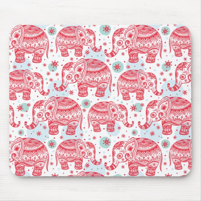 Tapis De Souris Motif ethnique rouge d'éléphant (Devant)