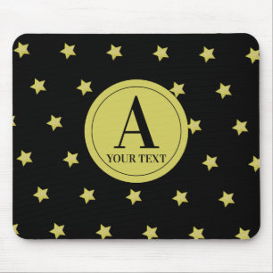 Tapis De Souris Motif étoile monogramme or et noir élégant