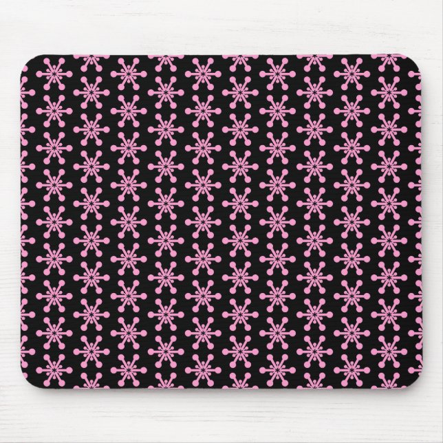 Tapis De Souris Motif étoile - rose sur noir (Devant)
