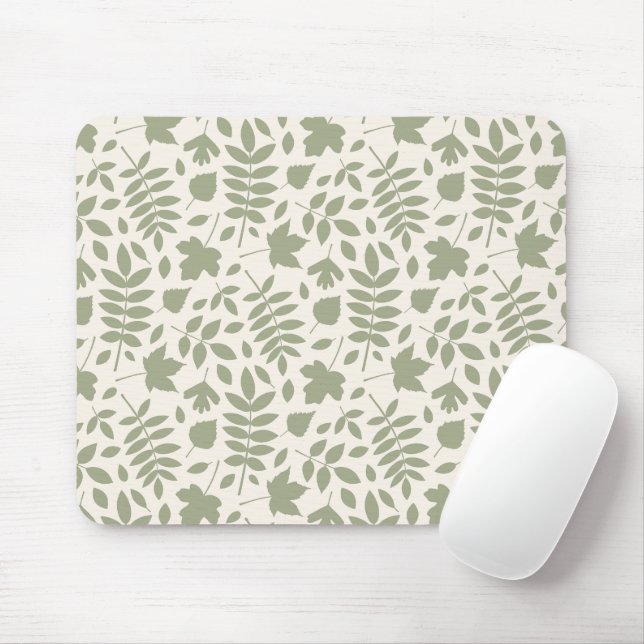 Tapis De Souris Motif Feuille déchiré vert sur crème (Avec souris)
