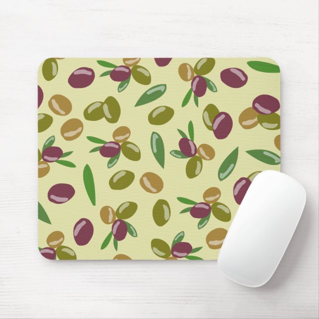 Tapis De Souris Motif Feuille d'olive et d'olive rustique (Avec souris)