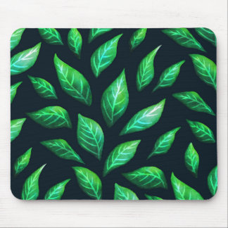 Tapis De Souris Motif Feuille vert foncé Abstrait Encre dessinée