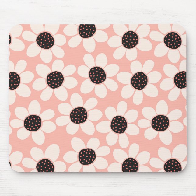 Tapis De Souris Motif Fleur Rose Cute (Devant)