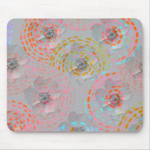 Tapis De Souris Motif fleuri coloré avec lignes graphiques pointil
