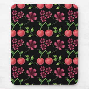 Tapis De Souris Motif floral à cerise rouge
